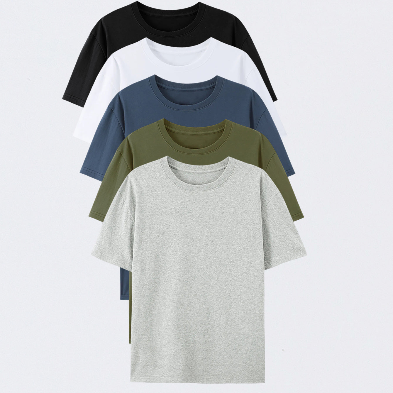 Crew Neck Cotton T-Shirt 5-Pack