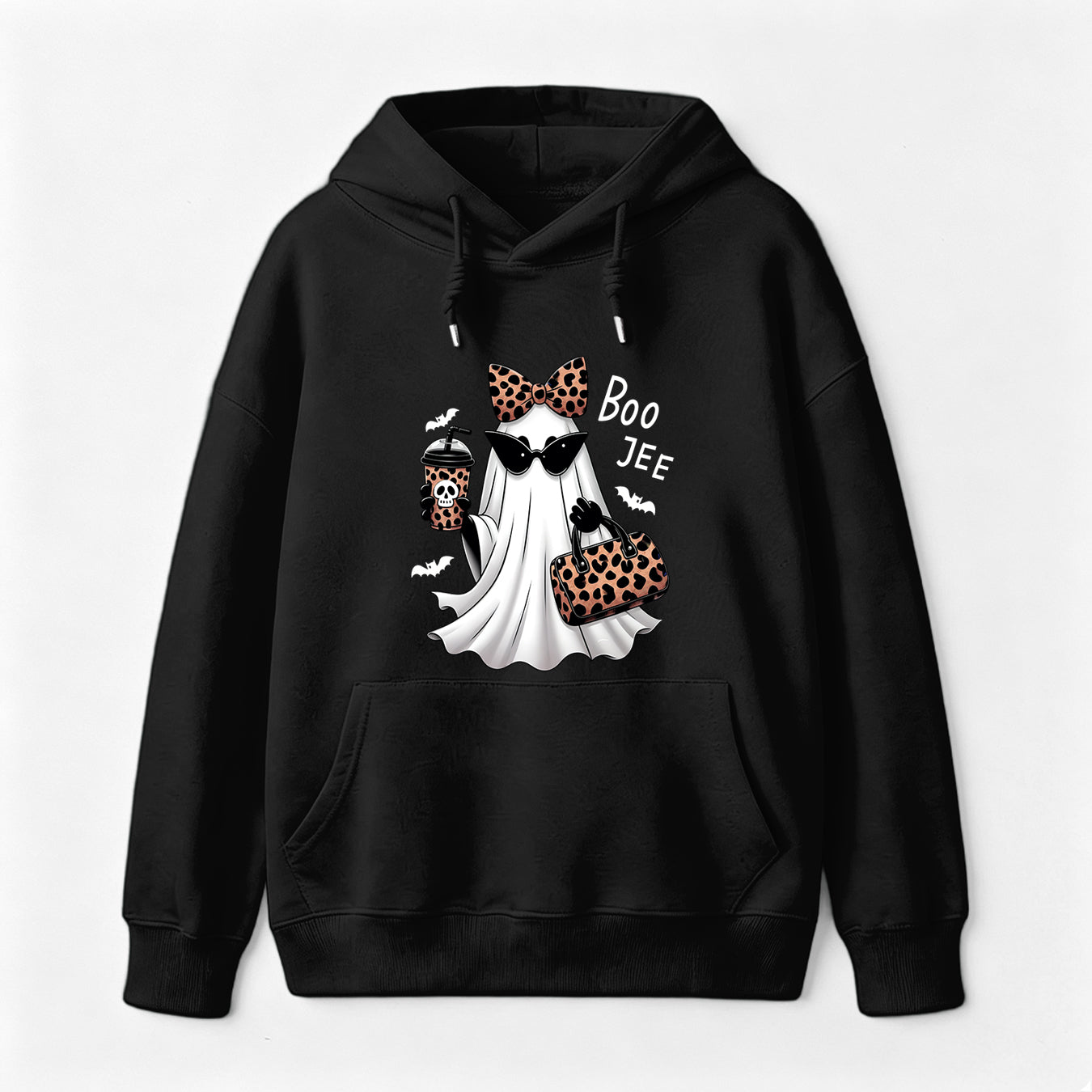 Boo-Jee Leopard Ghost Funny Fall Halloween Hoodie