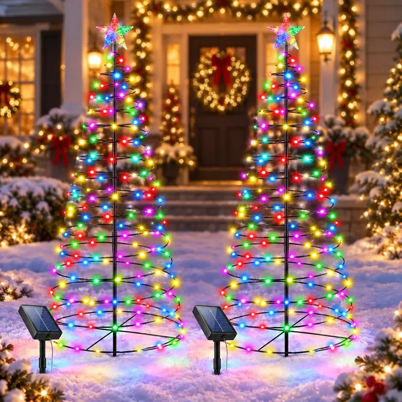 🔥 Christmas Sale | 47" Solar Spiral Christmas Tree Lights – 8 Modes, Color Changing & Foldable