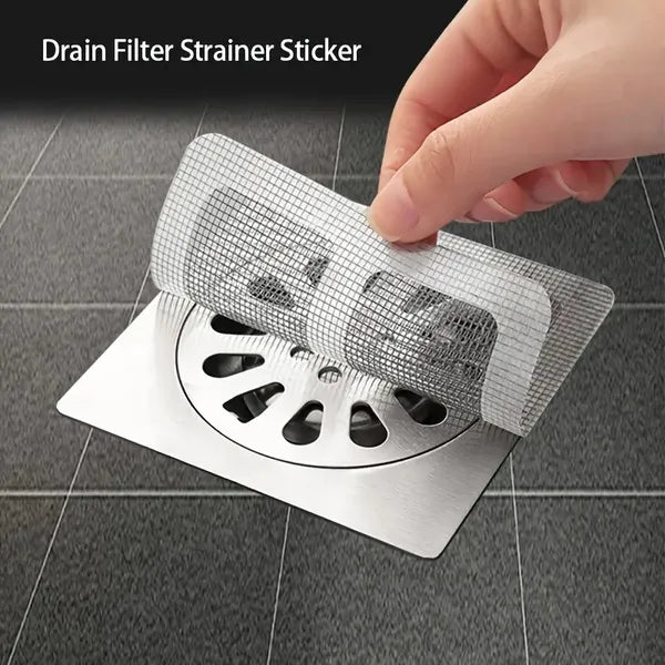 Disposable Self-Adhesive Floor Drain Sheet | Anti-Hair, Anti-Insect & Anti-Block Filter Cover