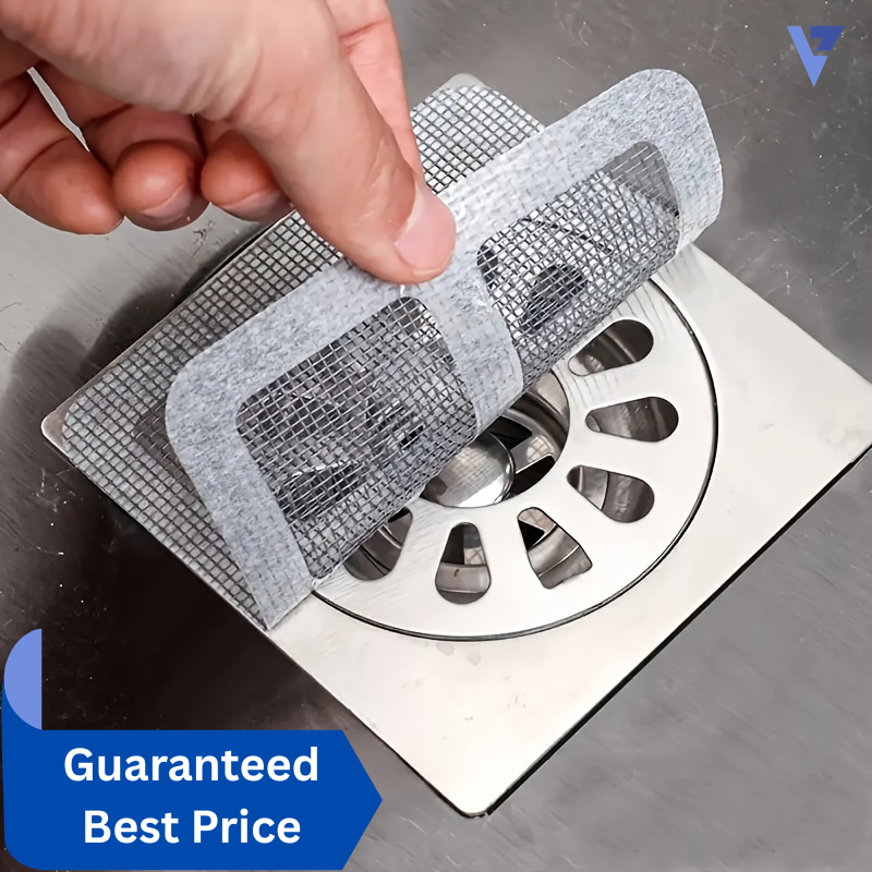 Disposable Self-Adhesive Floor Drain Sheet | Anti-Hair, Anti-Insect & Anti-Block Filter Cover