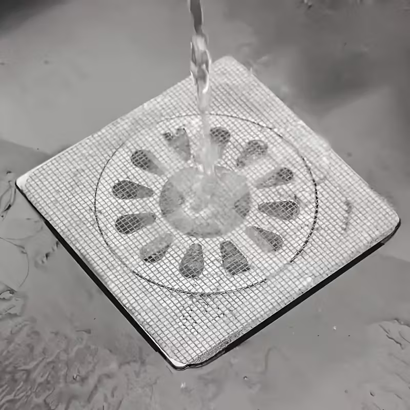Disposable Self-Adhesive Floor Drain Sheet | Anti-Hair, Anti-Insect & Anti-Block Filter Cover