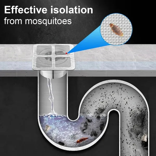 Disposable Self-Adhesive Floor Drain Sheet | Anti-Hair, Anti-Insect & Anti-Block Filter Cover