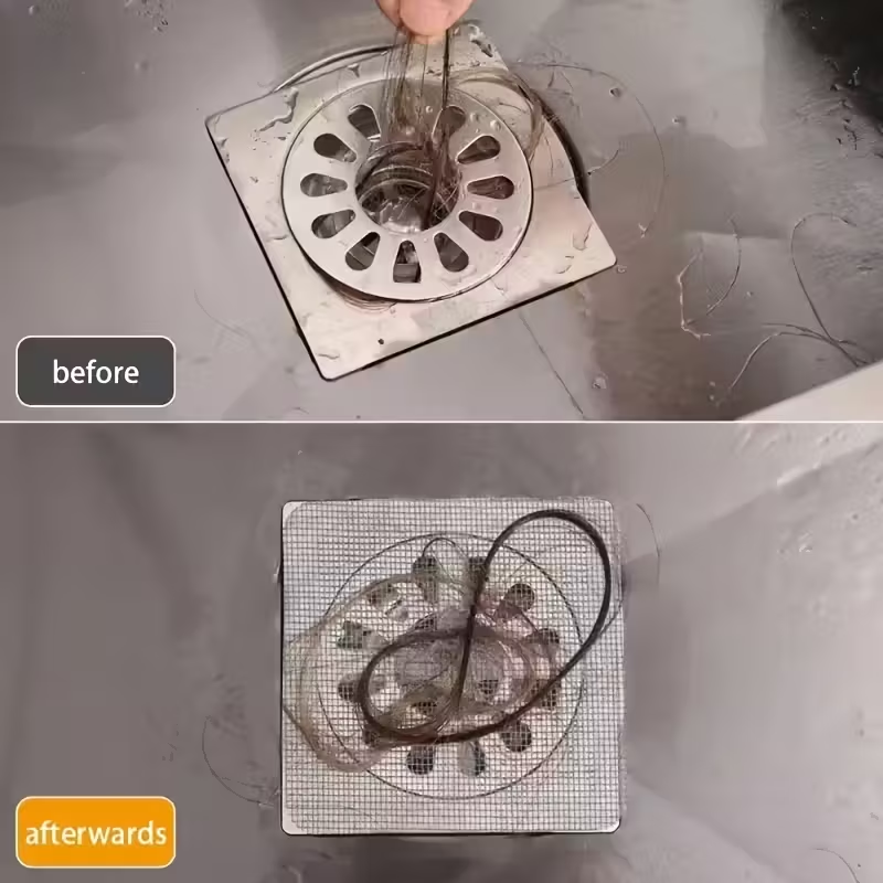 Disposable Self-Adhesive Floor Drain Sheet | Anti-Hair, Anti-Insect & Anti-Block Filter Cover
