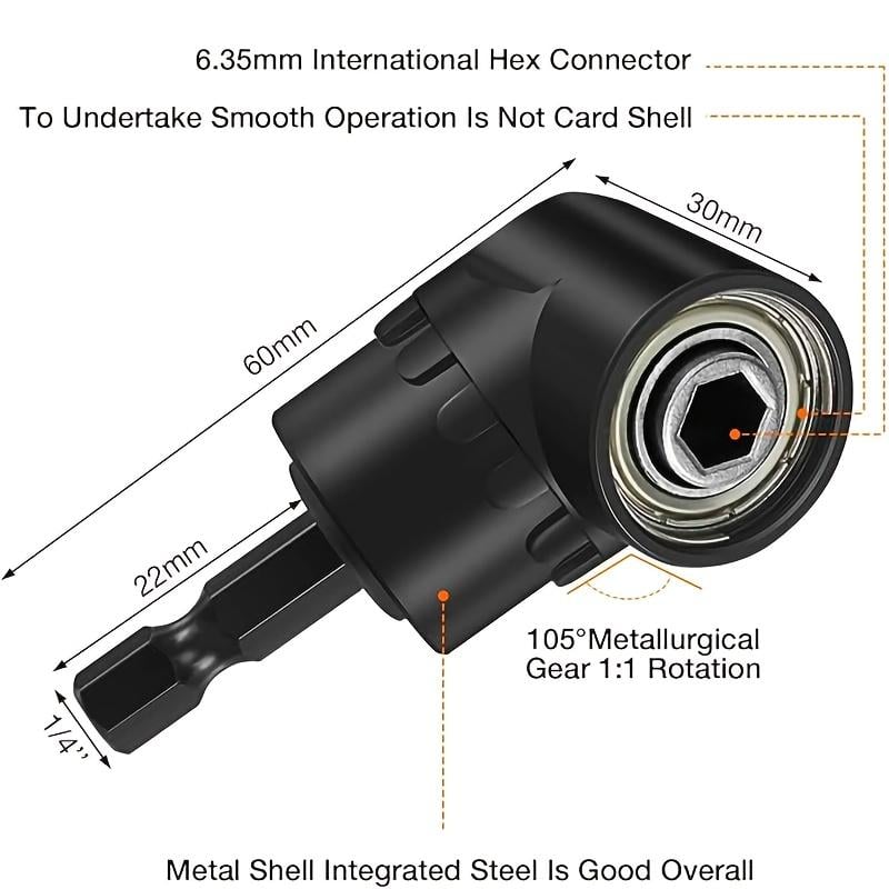 🔥6Pcs Right-Angle Drill Bit Accessory Set🛠️