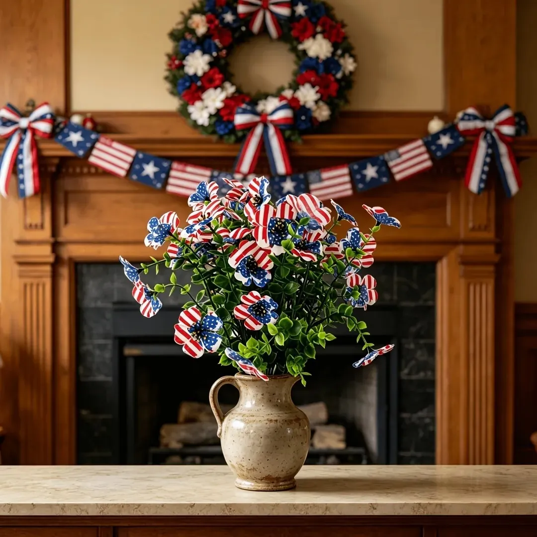 🔥4th Of July Hot Sale 60% Off 🔥 Patriotic Red White Blue Artificial Flowers💐