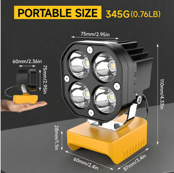 Led Work Light Compatible With Milwaukee 18v Battery/dewalt 18v&20v Battery