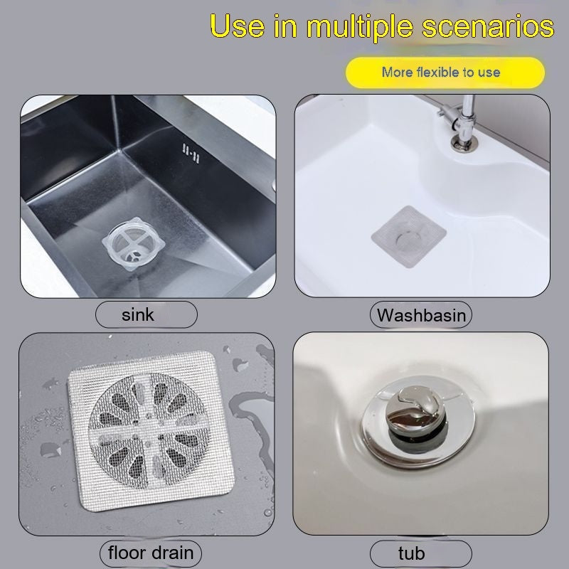 Disposable Self-Adhesive Floor Drain Sheet | Anti-Hair, Anti-Insect & Anti-Block Filter Cover