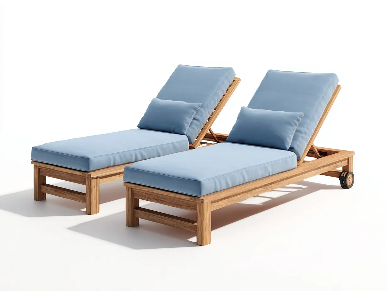 Sonnenliege-Holz-Textil-204 x 74 x 91 cm-Blau-Natur-Modern-Loftgoly