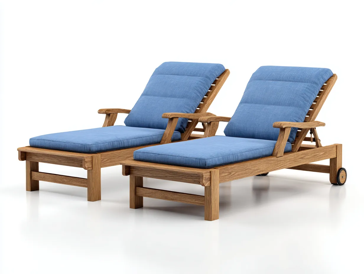 Sonnenliege-Holz-Textil-200 x 73 x 95 cm-Blau-Natur-Modern-Loftgoly