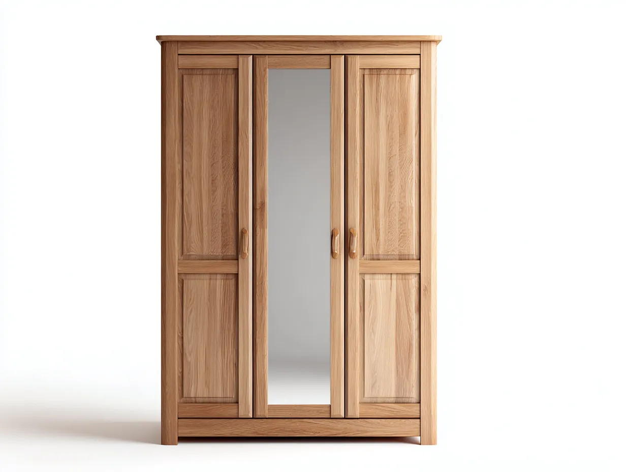 Kleiderschrank-Holz-Spiegel-138x60x200 cm-Natur-Modernes Design-Loftgoly