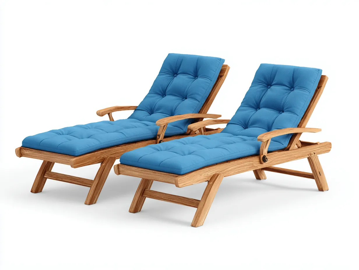 Sonnenliege-Holz-Textil-199 x 70 x 93 cm-Blau-Natur-Modern-Loftgoly