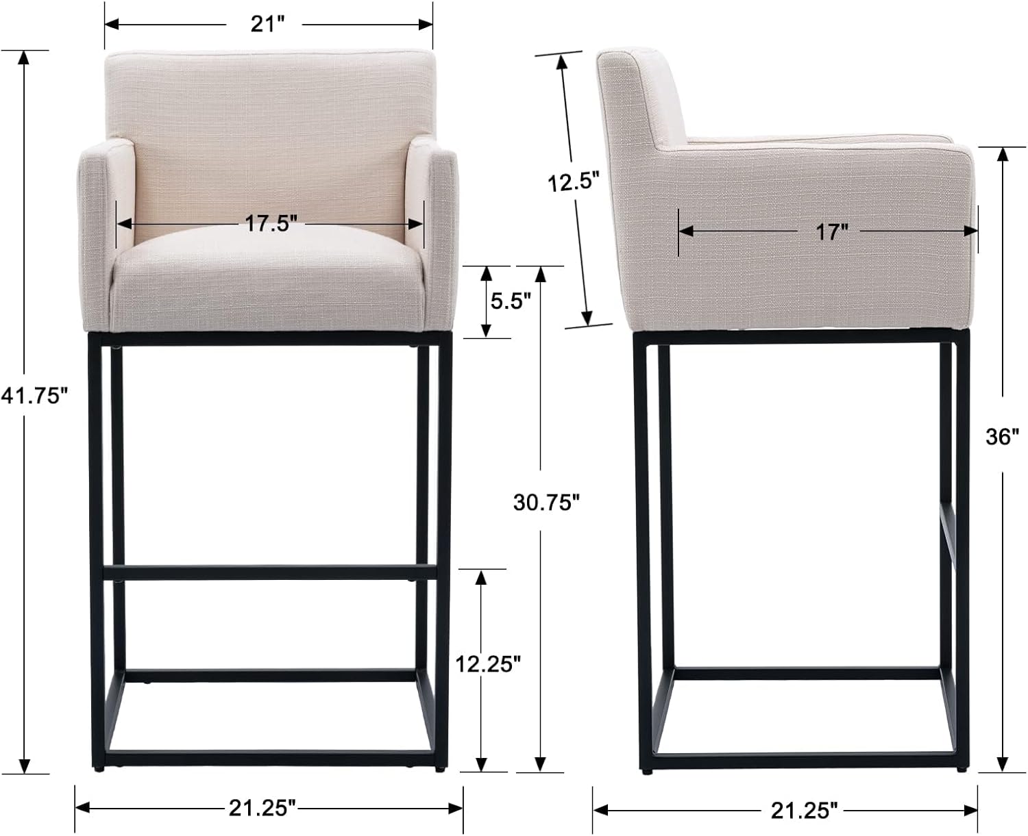 Modern Counter Height Bar Stools Set of 2