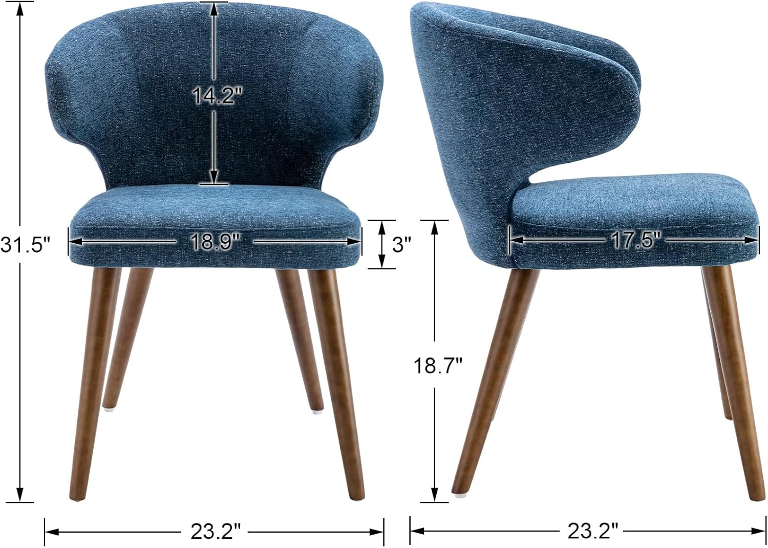 Mid Century Modern Dining Chairs Set of 2