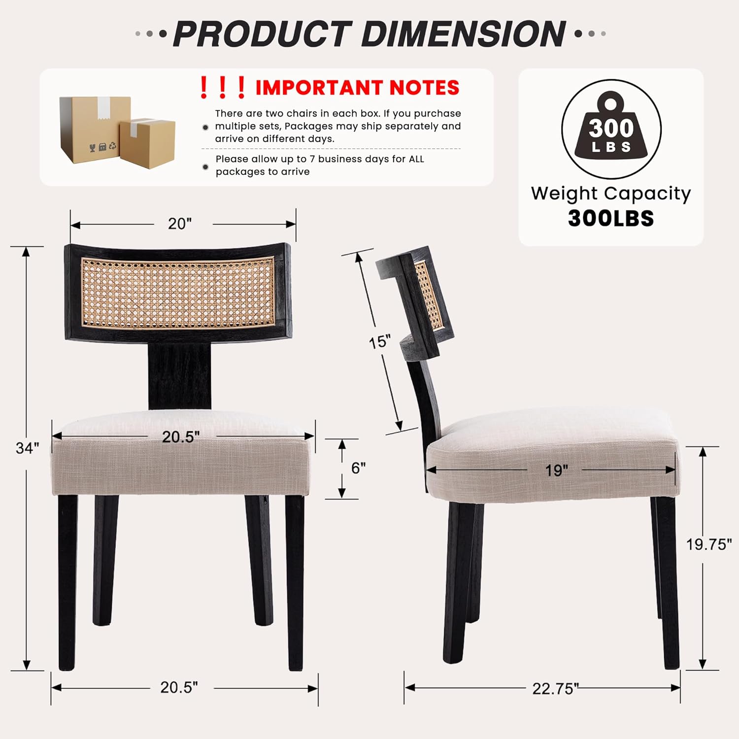 Rattan Dining Chairs Set of 4