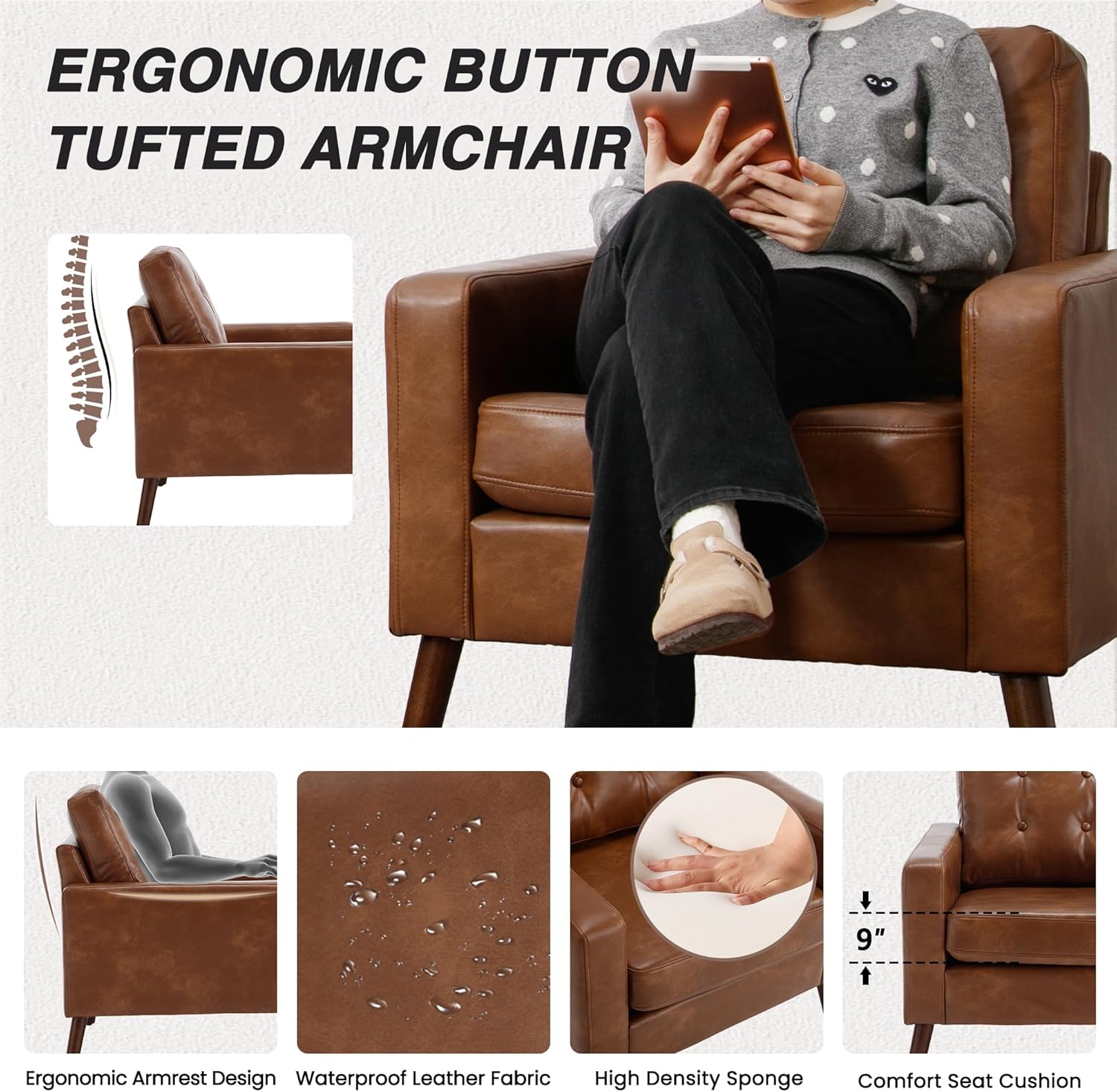 Upholstered Club Chair for Living Room