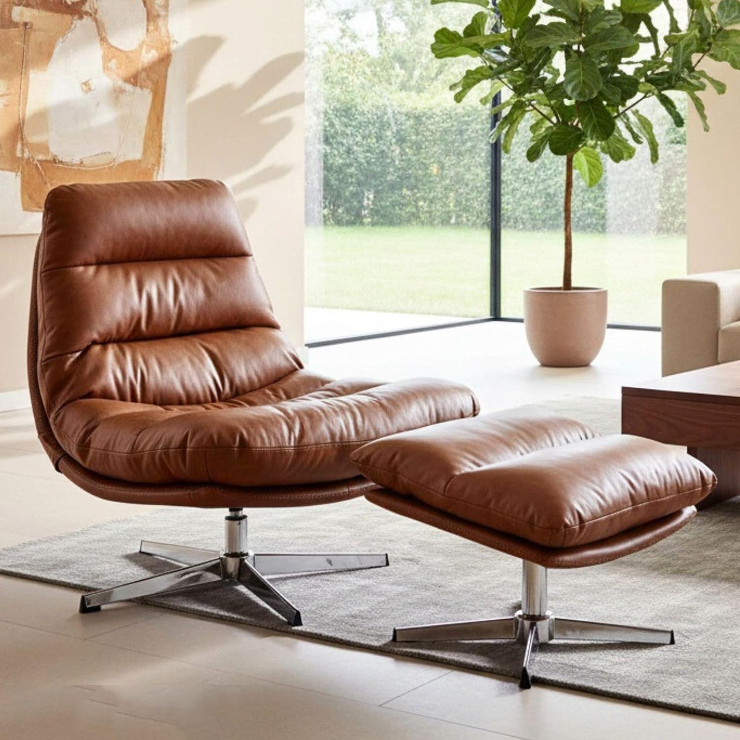 Brown Swivel Lounge Chair