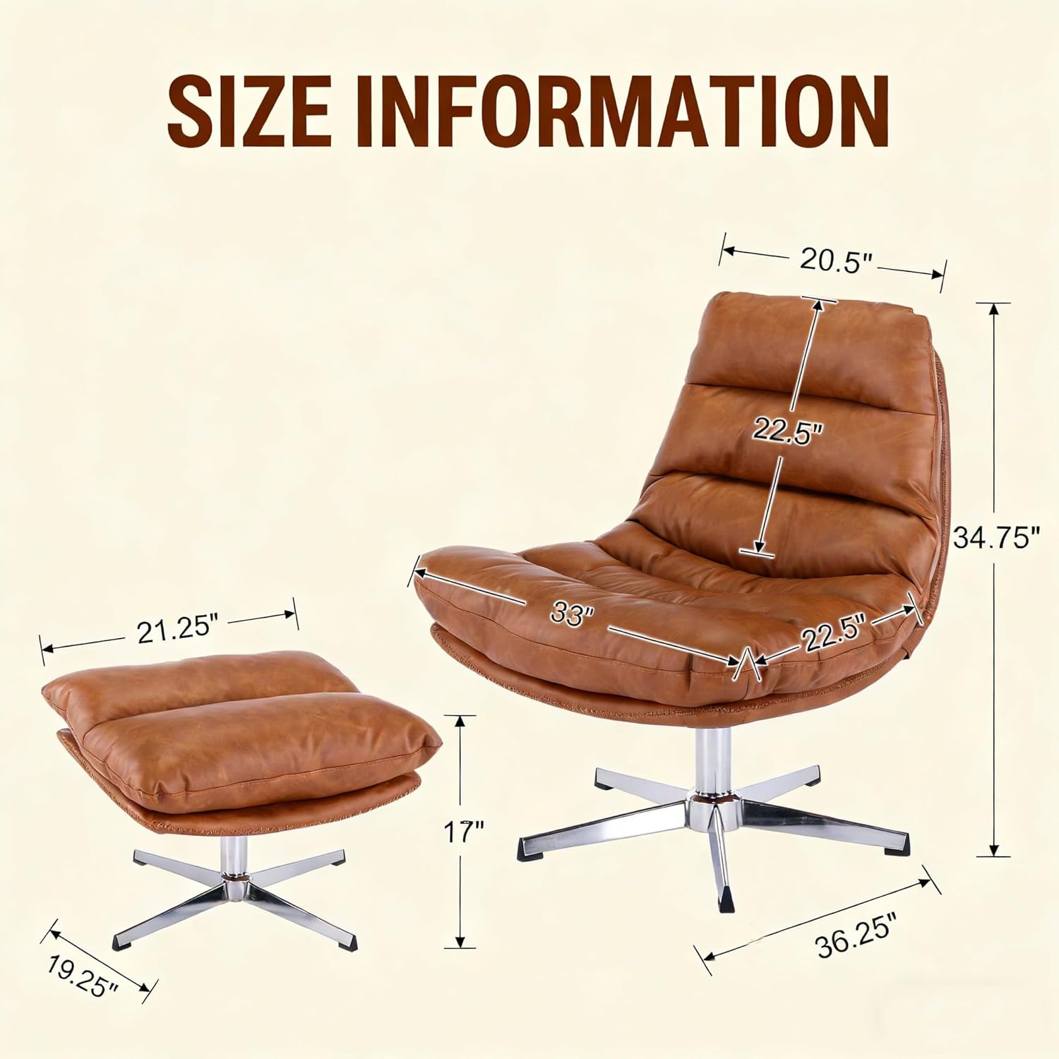 Brown Swivel Lounge Chair