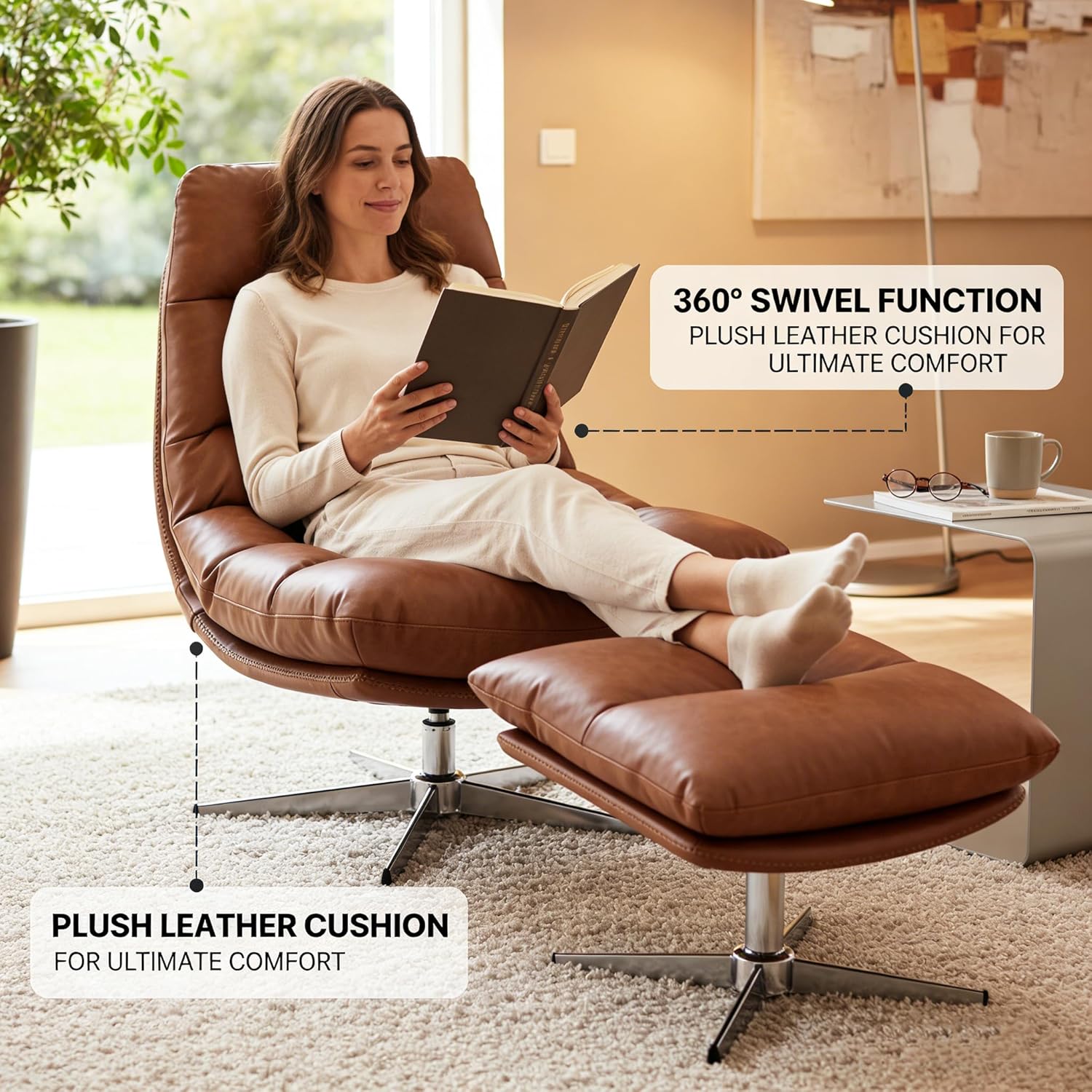 Brown Swivel Lounge Chair