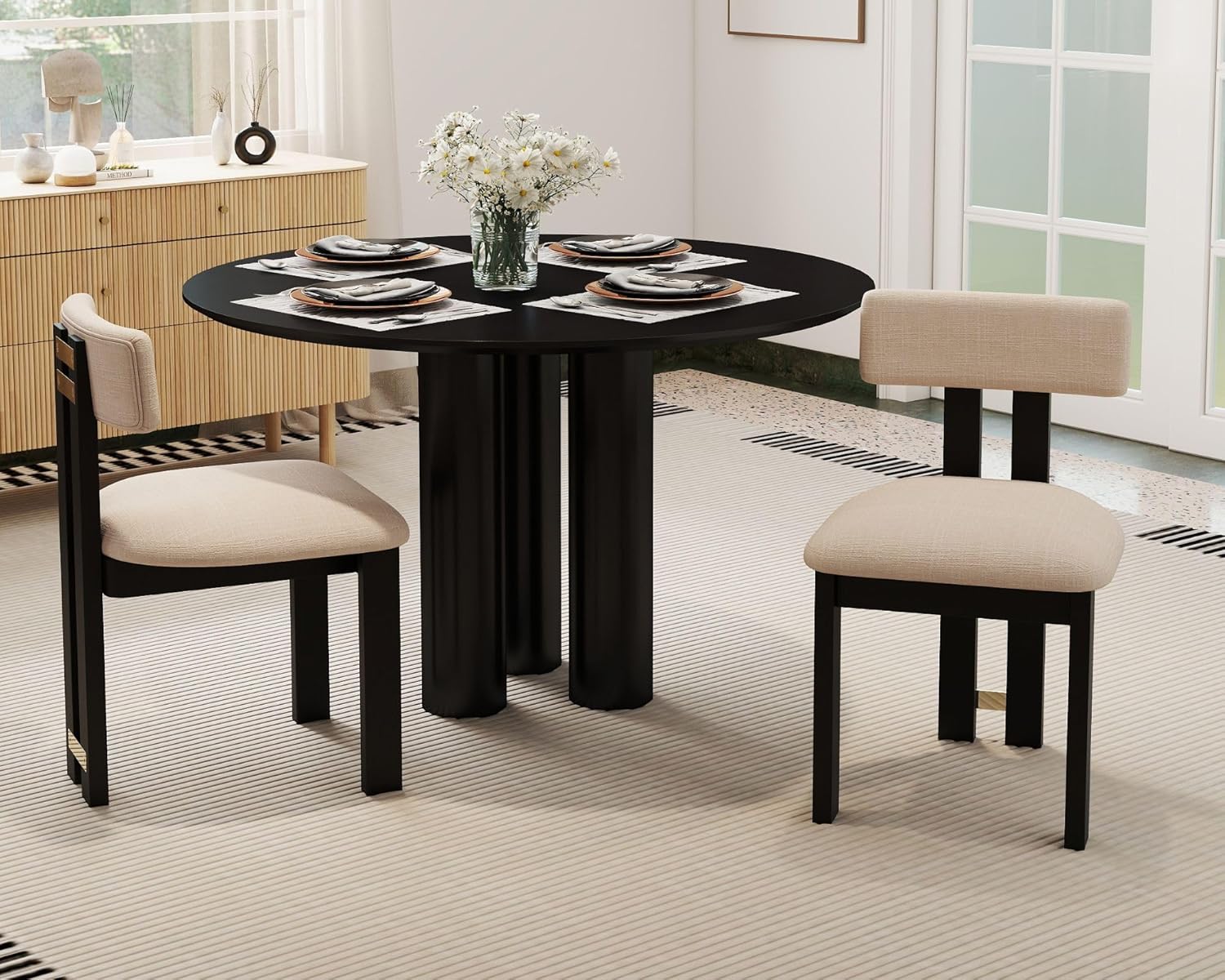 Modern Farmhouse Linen Dining Chairs Set of 2