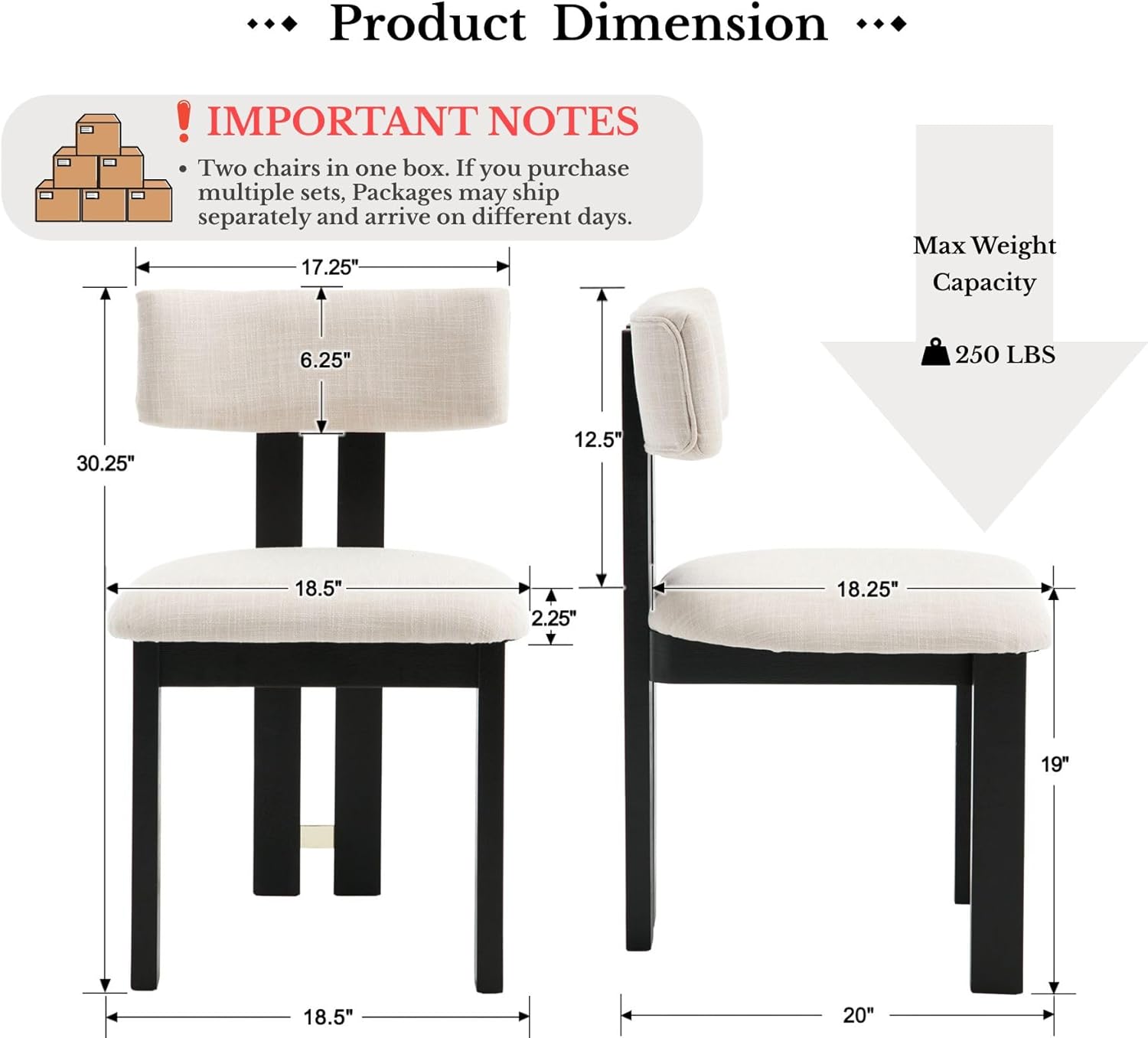 Modern Farmhouse Linen Dining Chairs Set of 2