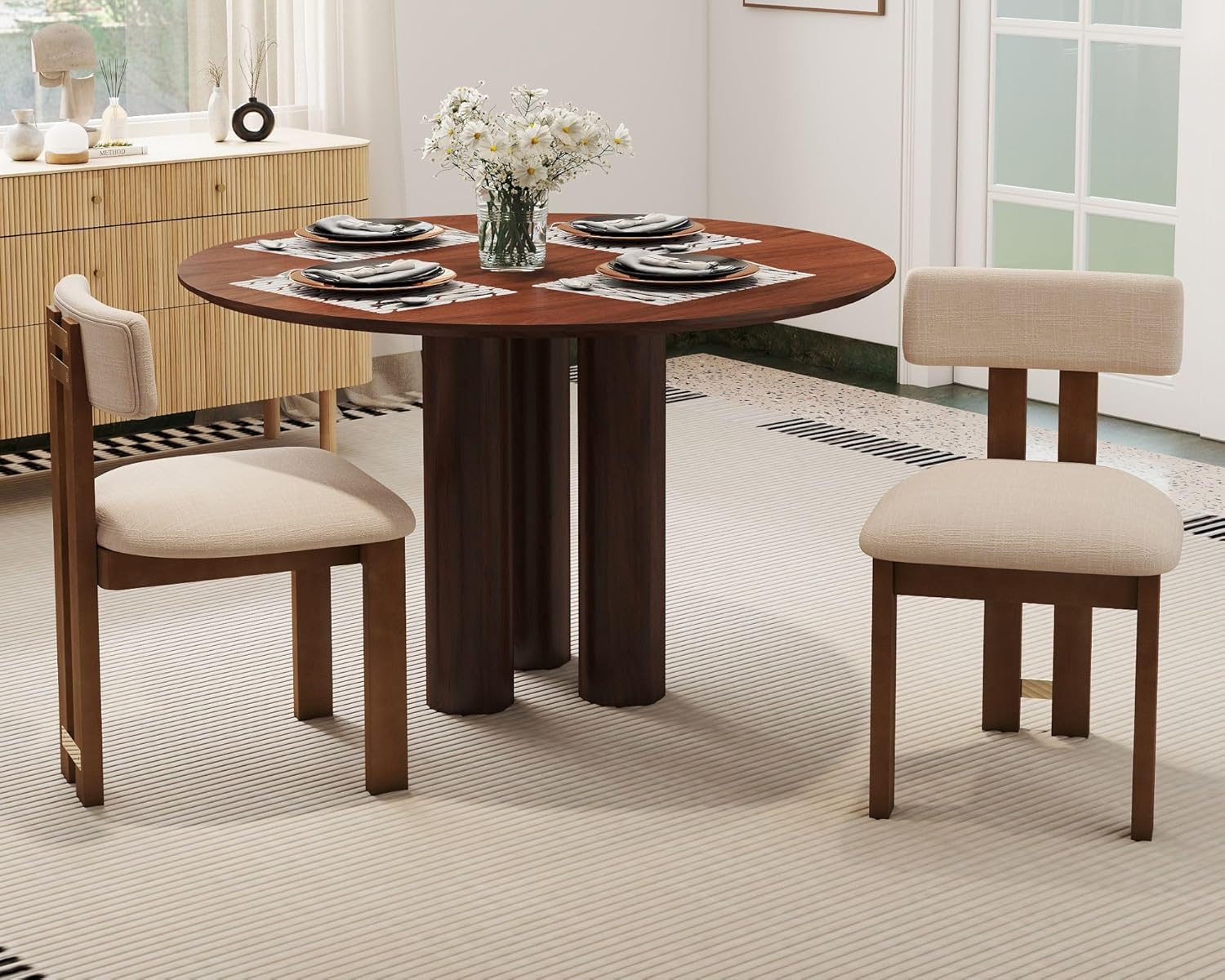 Modern Farmhouse Linen Dining Chairs Set of 2