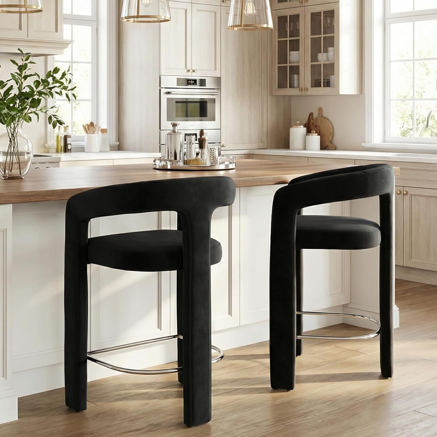 6 Inch Modern Tall Barrel Bar Stools Set of 2