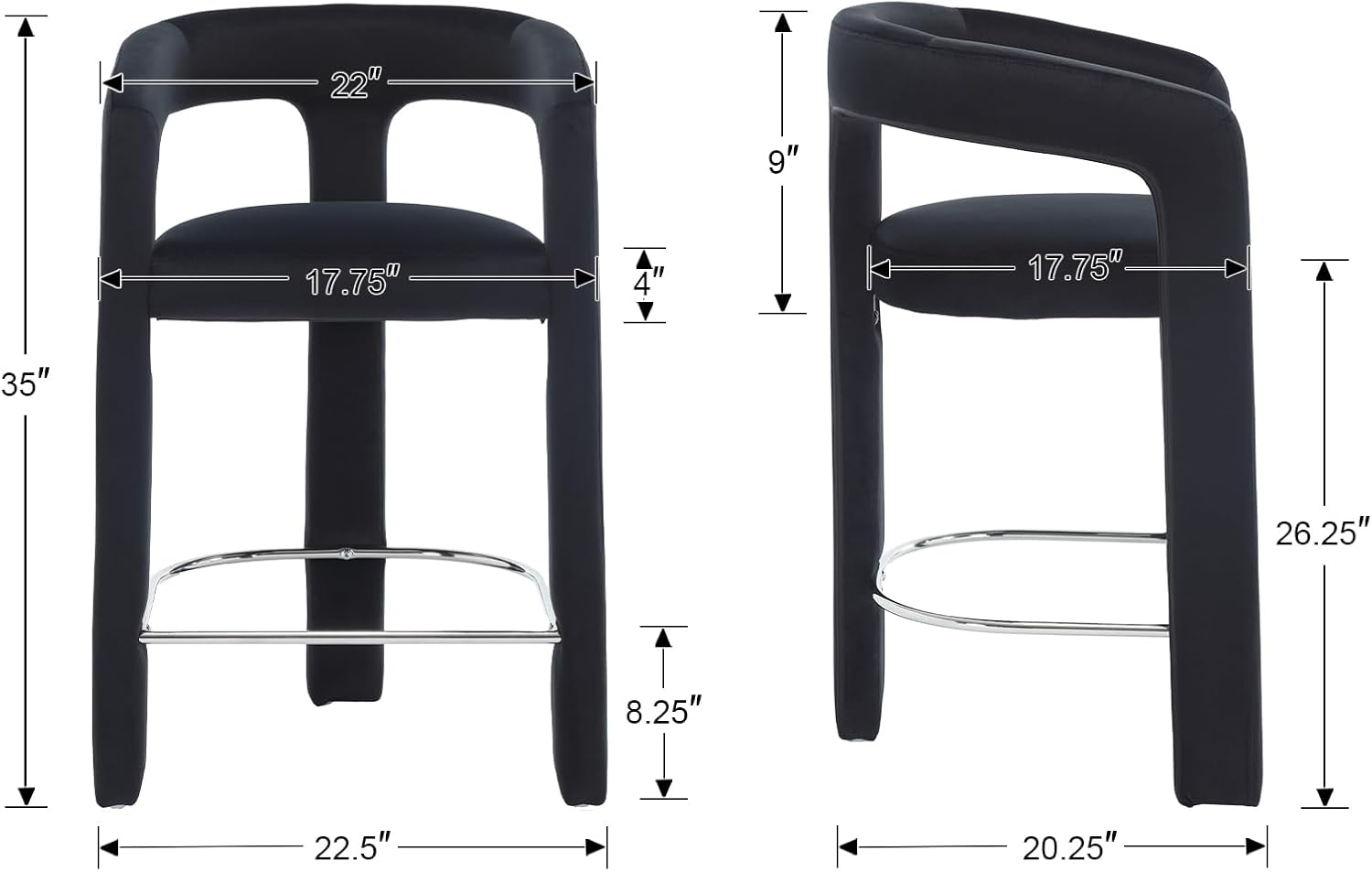 6 Inch Modern Tall Barrel Bar Stools Set of 2