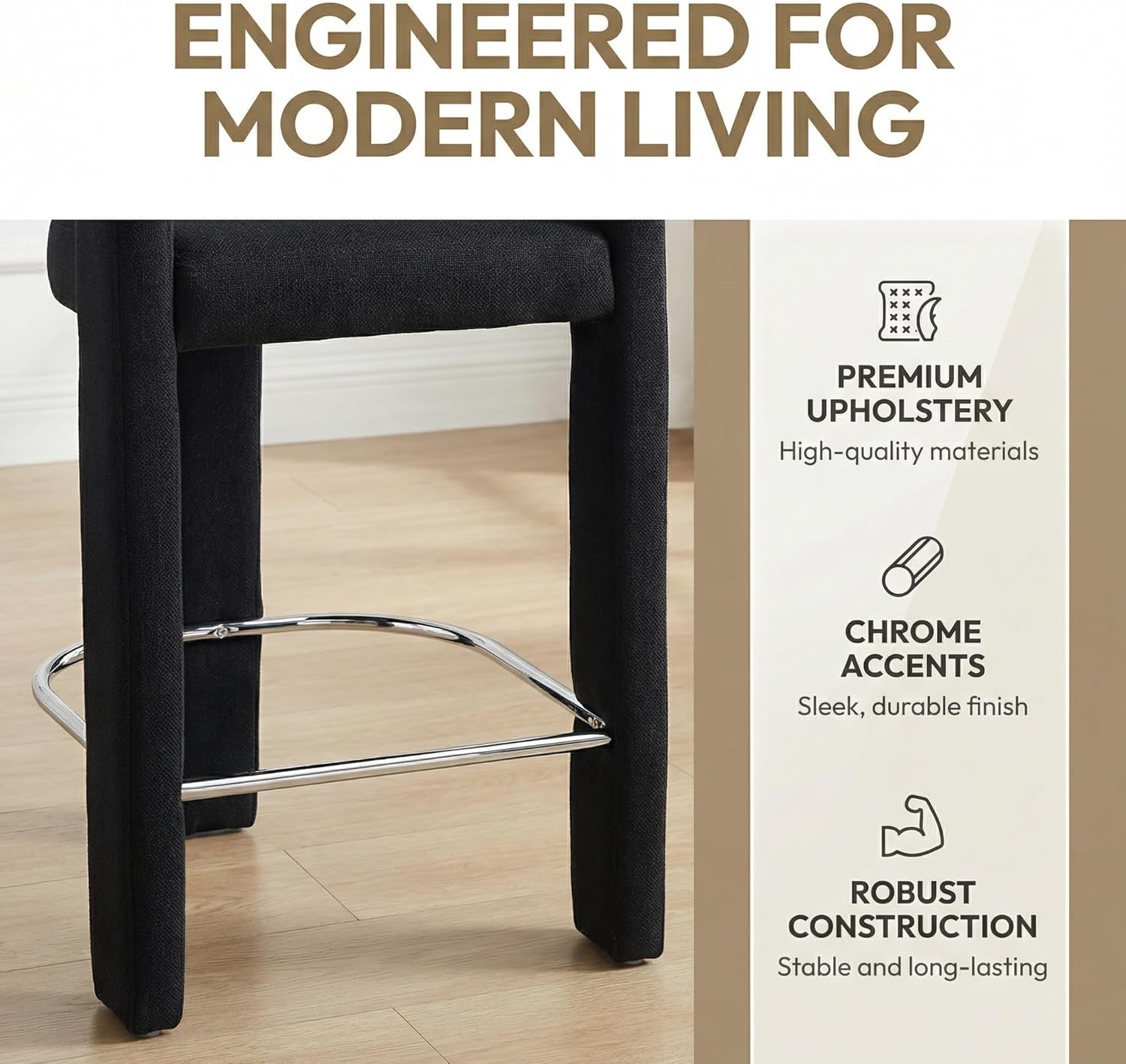 6 Inch Modern Tall Barrel Bar Stools Set of 2