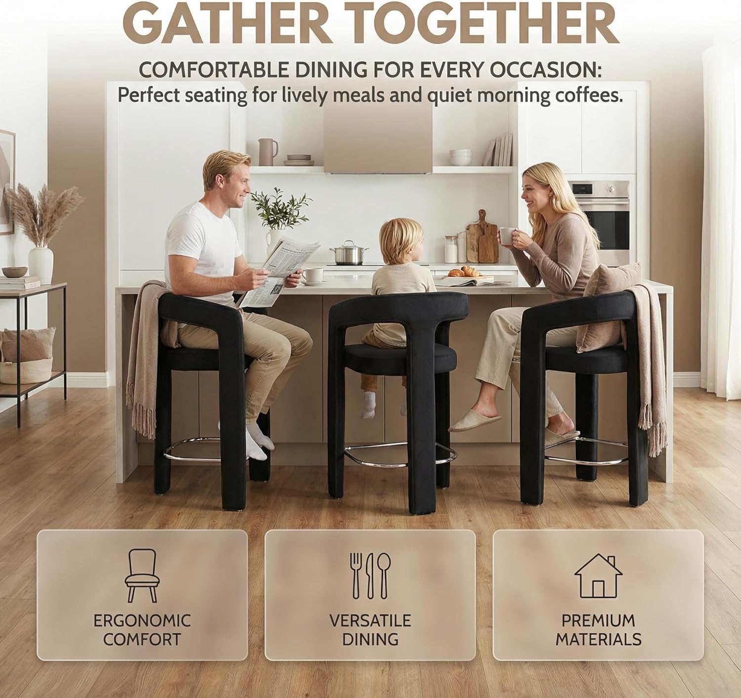 6 Inch Modern Tall Barrel Bar Stools Set of 2