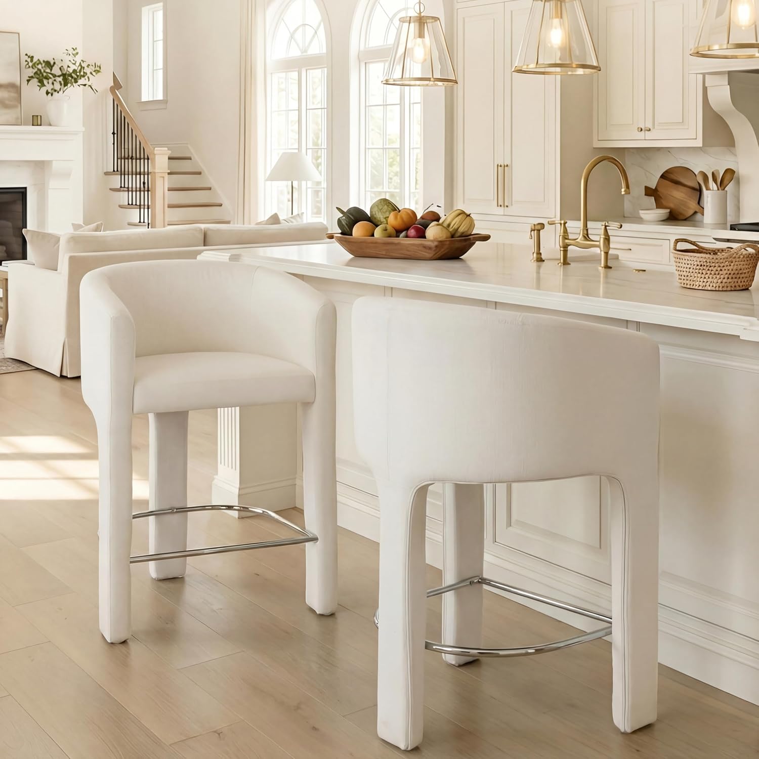 6 Inch Modern Tall Barrel Bar Stools Set of 2