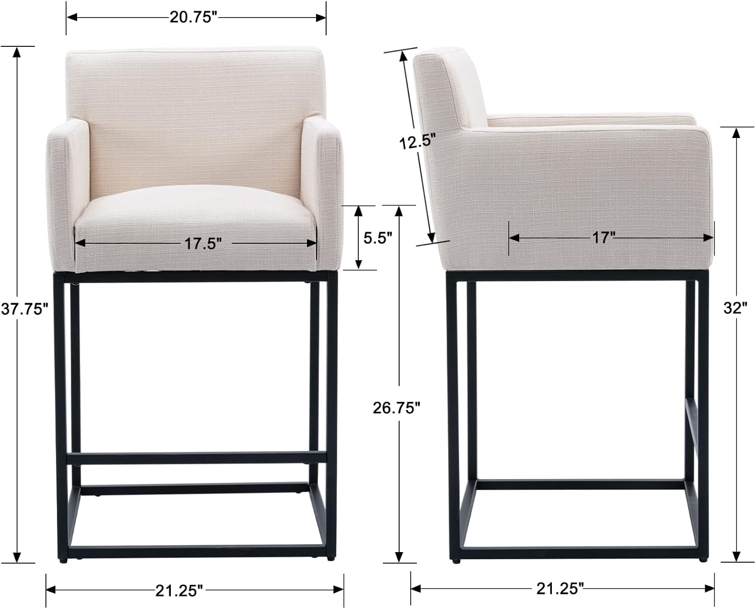 Modern Counter Height Bar Stools Set of 2