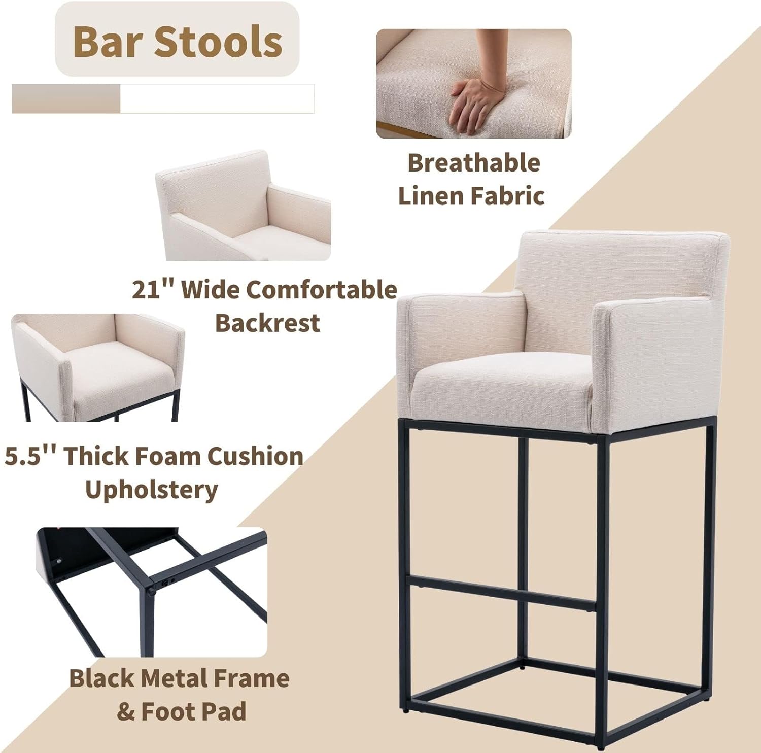 Modern Counter Height Bar Stools Set of 2