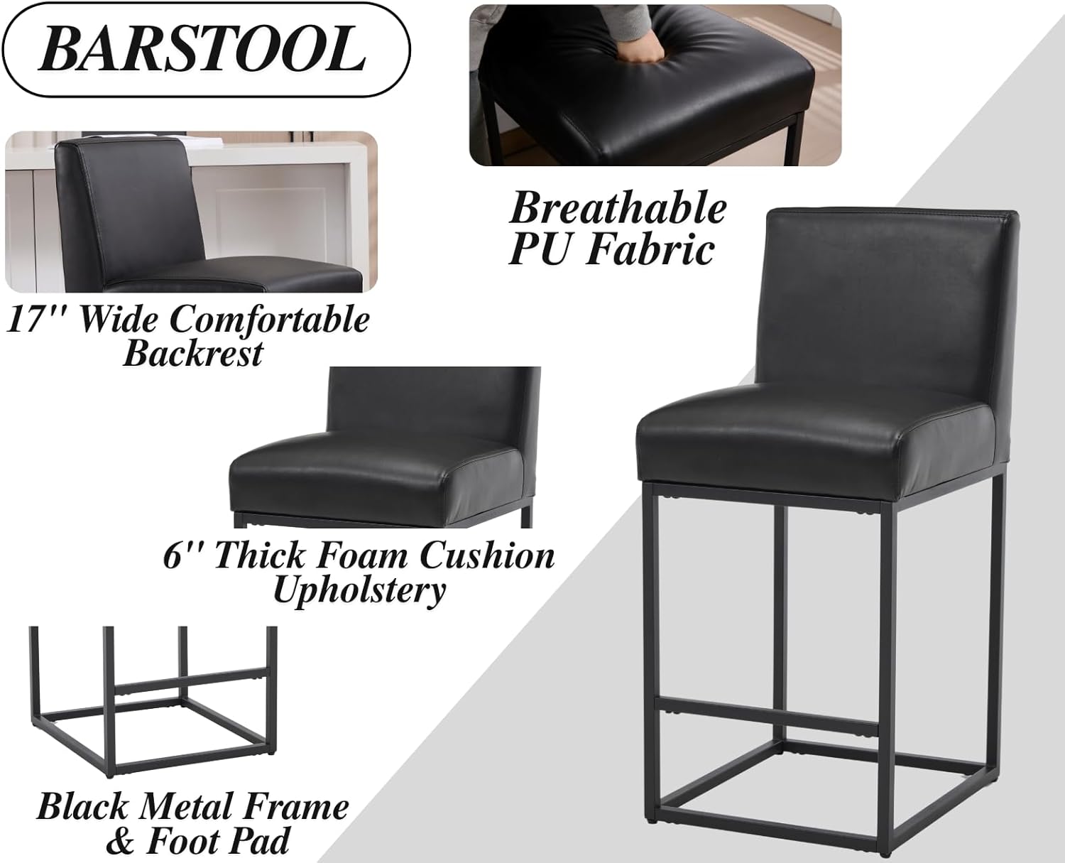 Modern Counter Height Bar Stools Set of 2