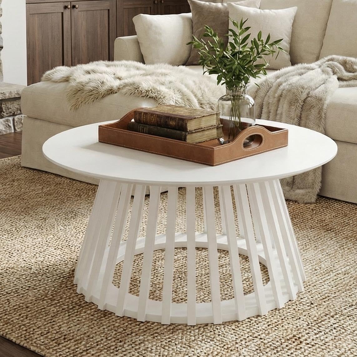 Modern White Round Coffee Table 