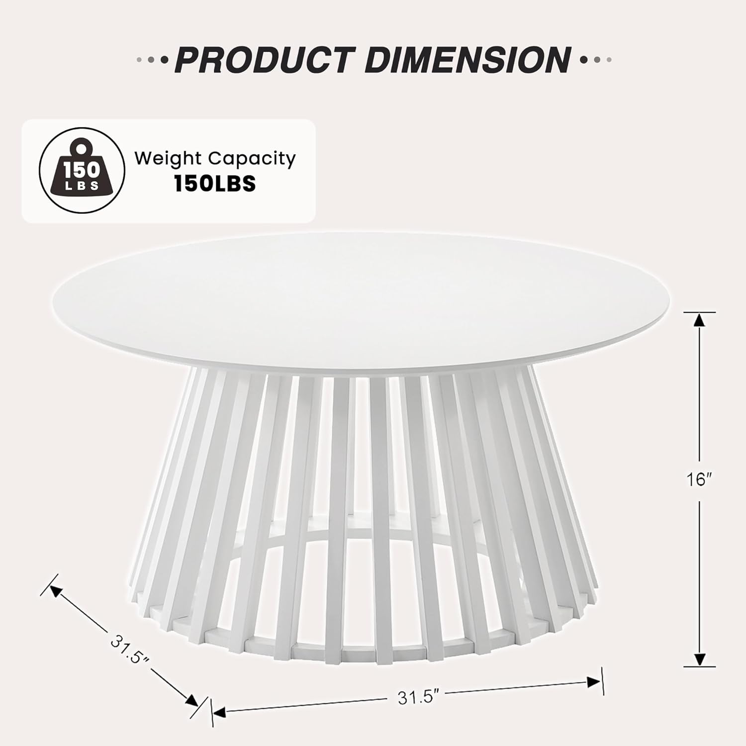Modern White Round Coffee Table 