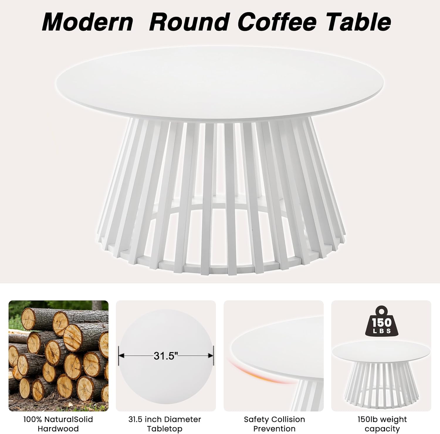 Modern White Round Coffee Table 