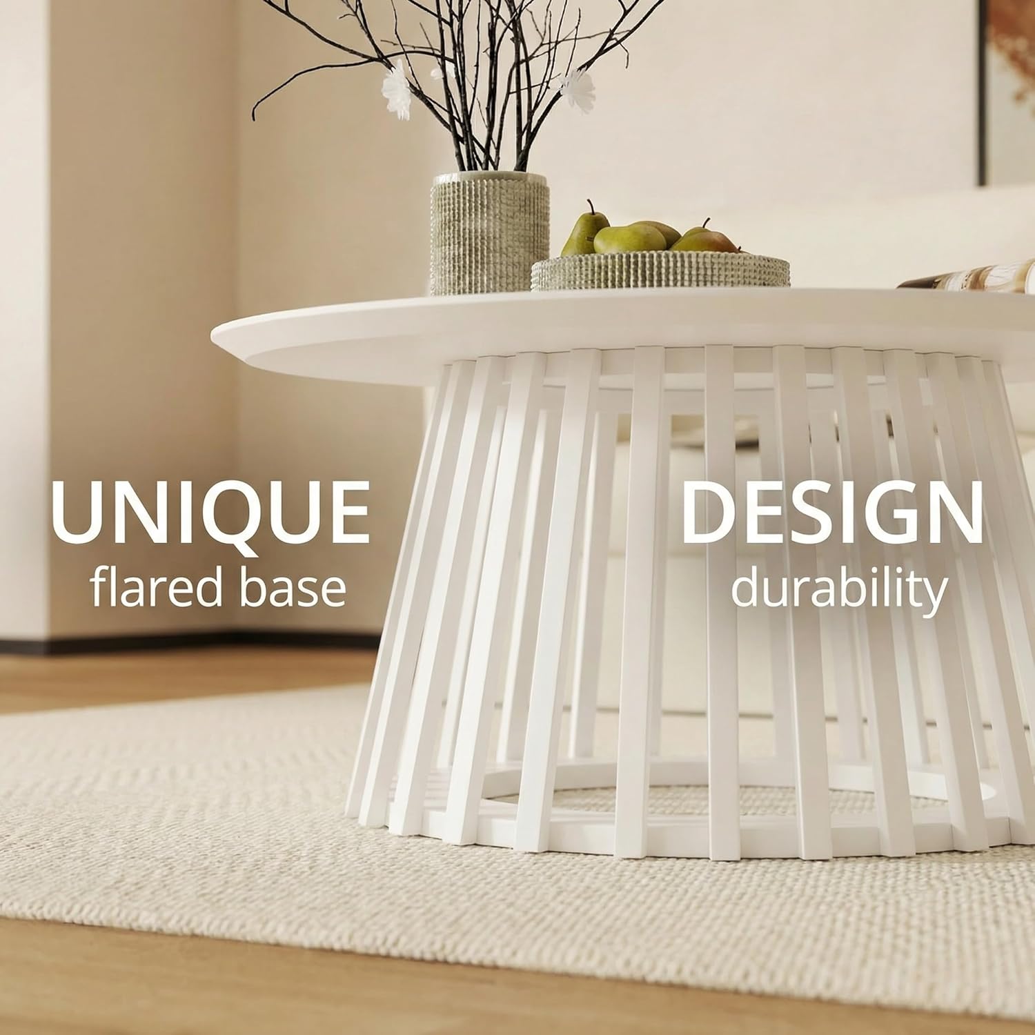 Modern White Round Coffee Table 