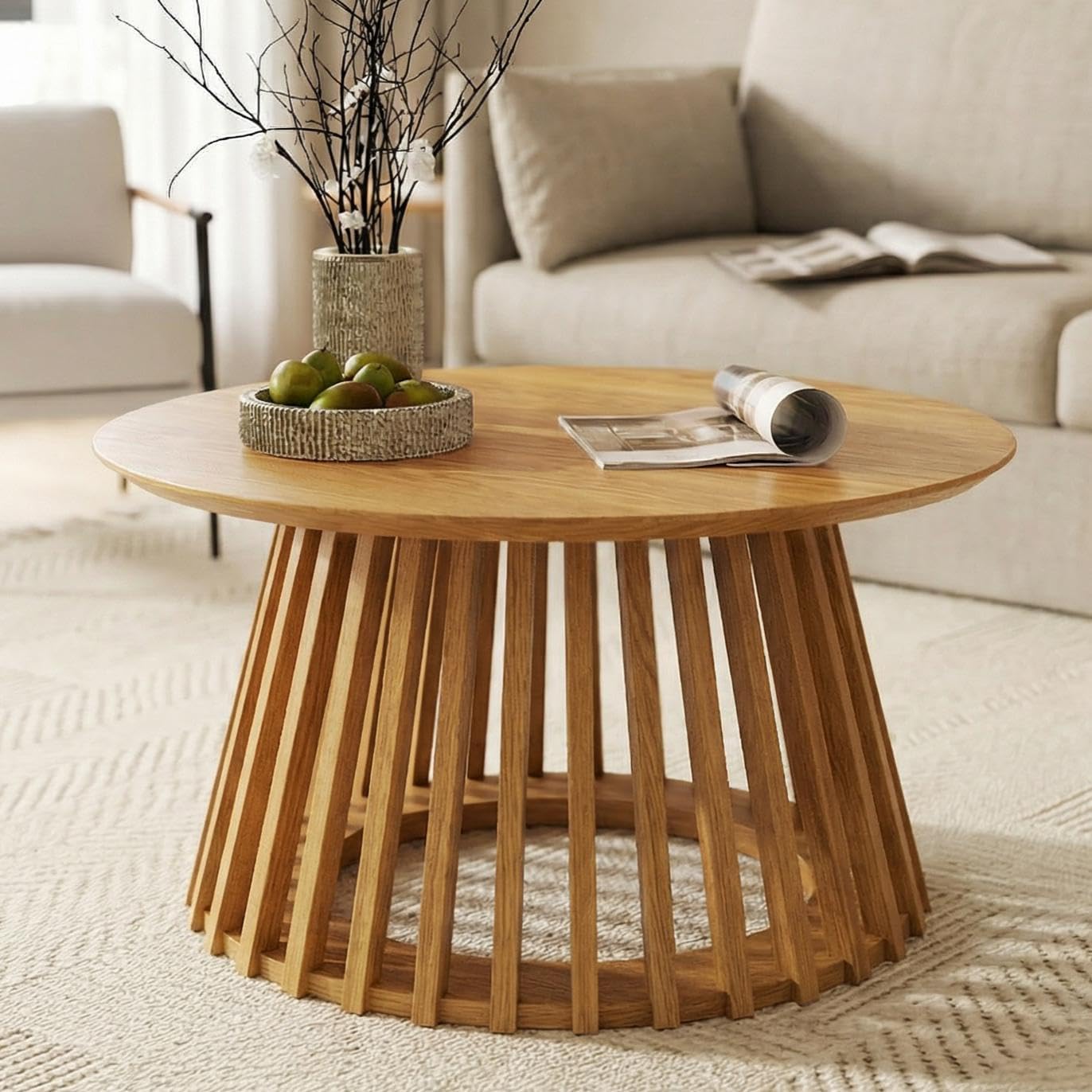 Modern White Round Coffee Table 