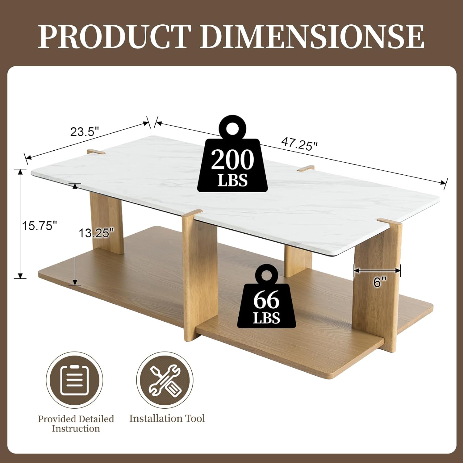 50" Modern Open Frame Coffee Table