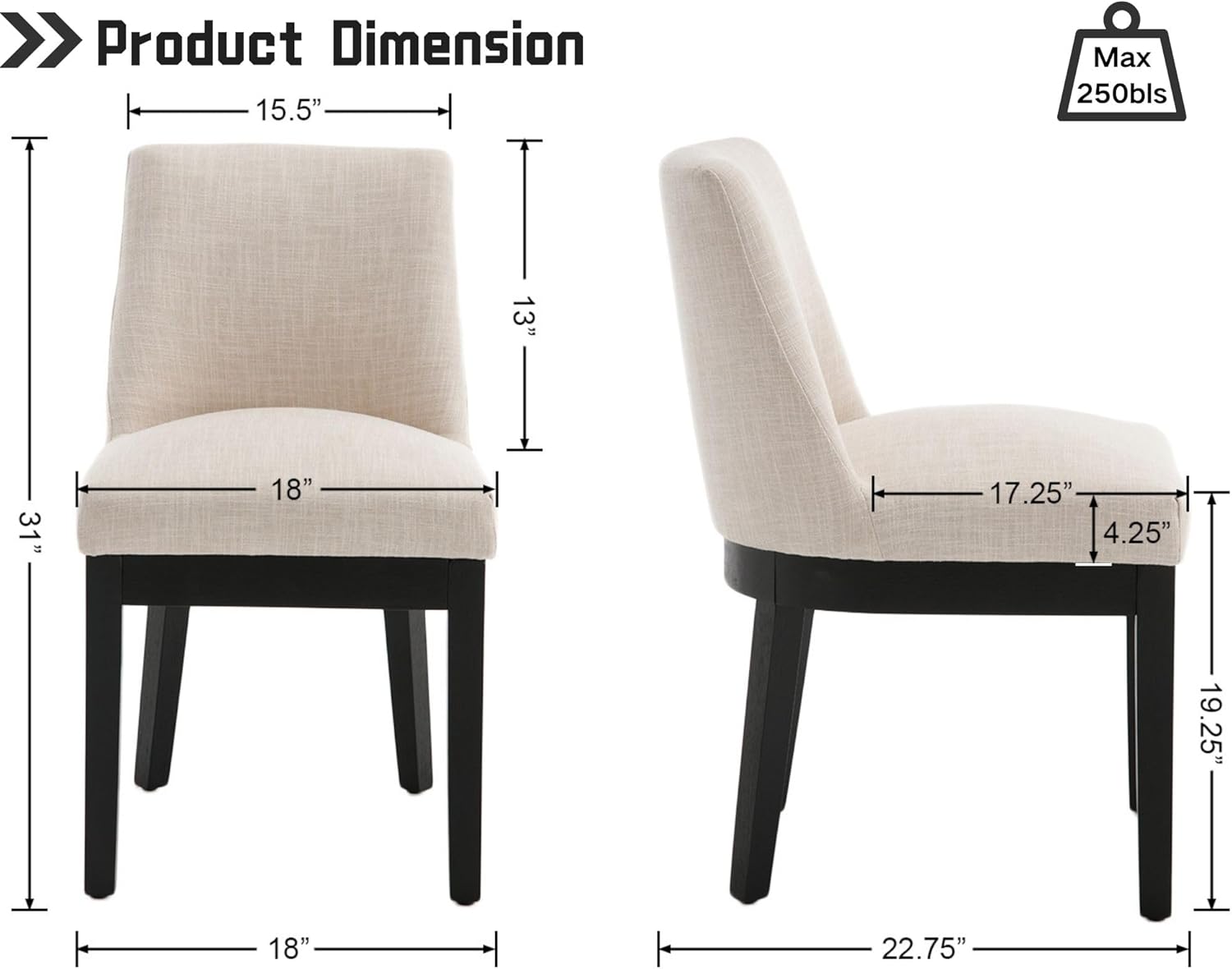 Dining Chairs Set of 2 
