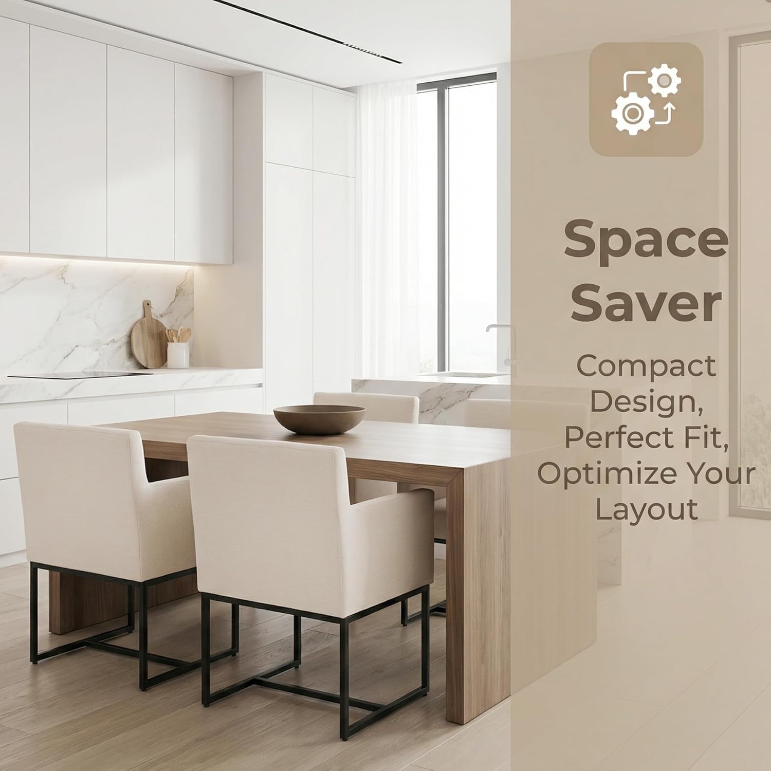 Mid Century Modern Upholstered Dining Chairs with Arms Set of 2