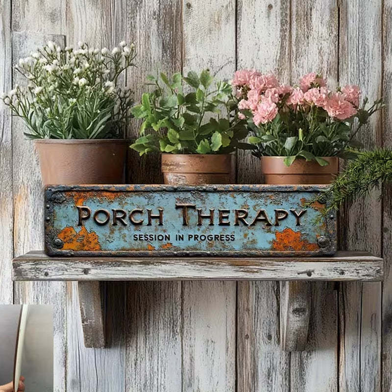 “Porch Therapy” Rustic Wall Sign