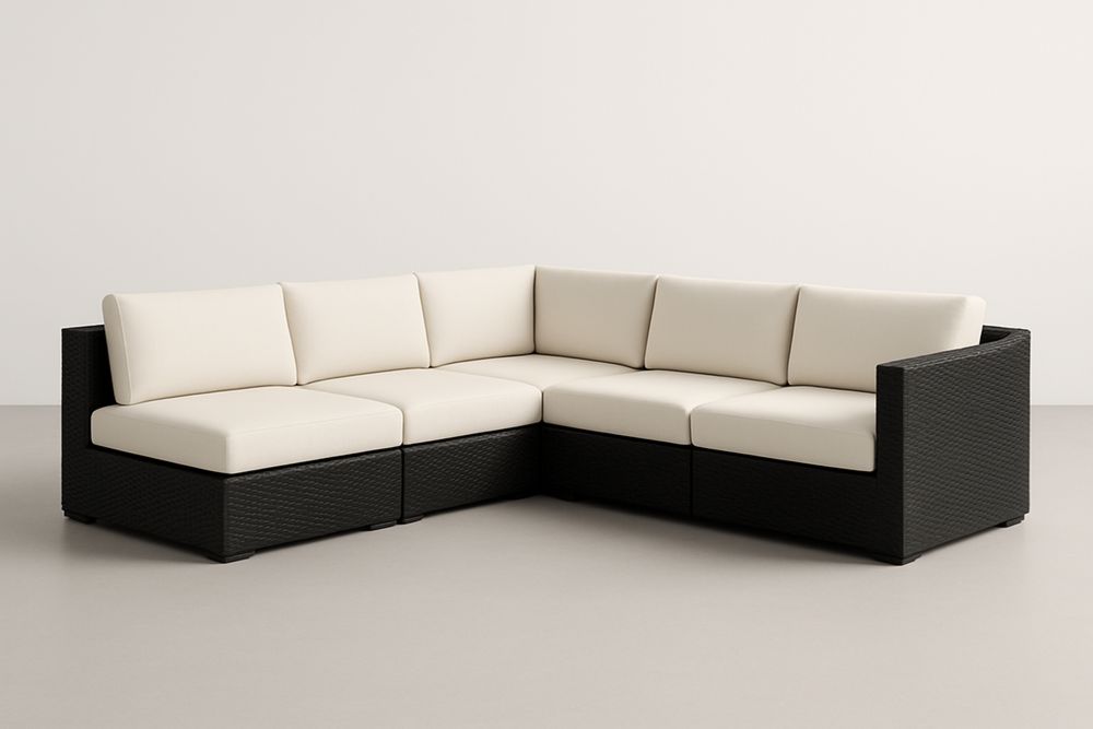 Modułowy narożnik ogrodowy z technorattanu z poduszkami-Kyriahome