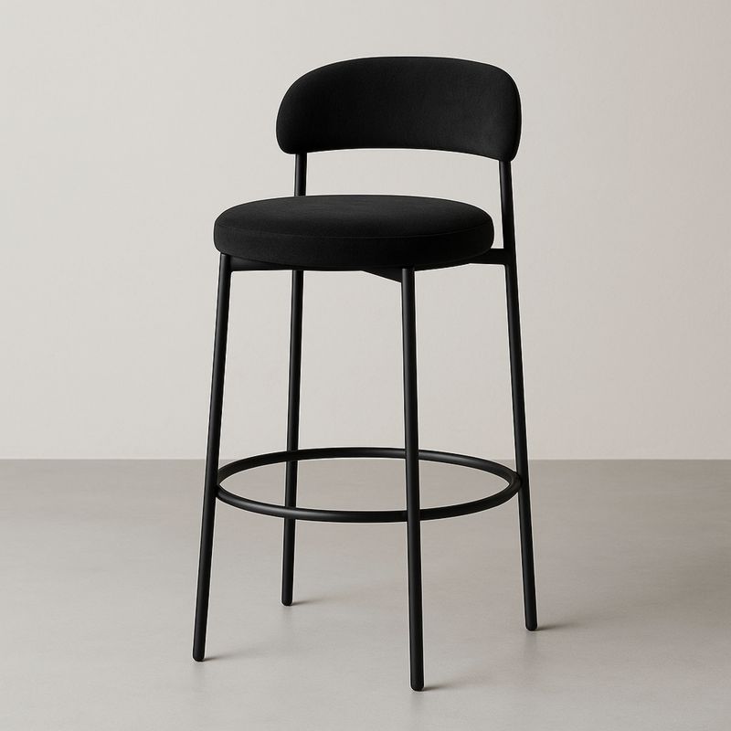 Czarne stołek barowy z metalowymi nogami-Kyriahome