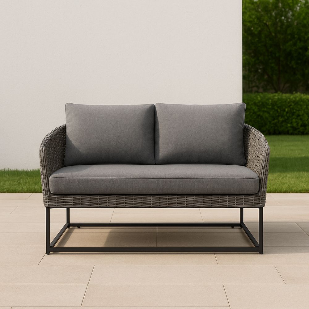 Sofa z rattanu ogrodowa szara 128 cm-Kyriahome