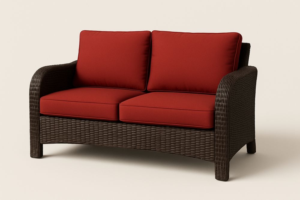 Sofa dwuosobowa z technorattanu z poduszkami 170x85x75 cm Czerwony-Kyriahome