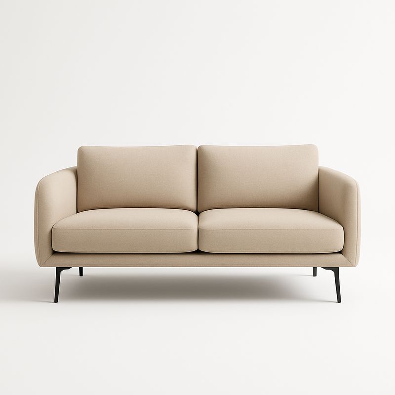 Sofa dwuosobowa beżowa z metalowymi nogami-Kyriahome