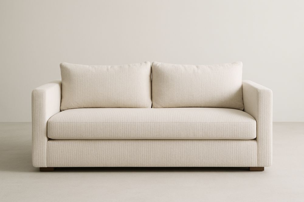 Beżowa sofa dwuosobowa z tkaniny bawełnianej 200x90x85(dł.×szer.×wys.) cm-Kyriahome