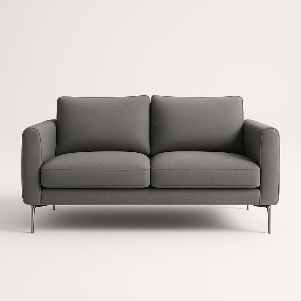 Sofa dwuosobowa z poliestru szara z metalowymi nogami-Kyriahome